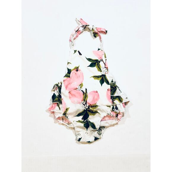 BABY GIRLS SUMMER PINK LEMON HALTER ROMPER SIZE 12/18M - Picture 1 of 1